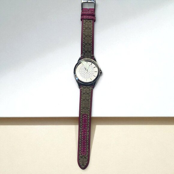 Coach Women's Boyfriend Watch Signature Logo Dial & Pink/Khaki Leather Strap - Picture 5 of 14
